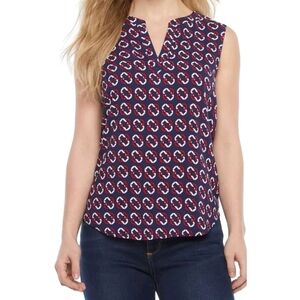 Liz Claiborne sleeveless nautical blouse, size 0X, EUC